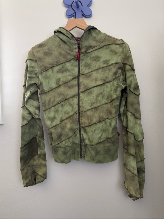 Tops - 90s Y2K Grunge Full Zip Hoodie Green Forest Goblin Small/Medium Streetwear